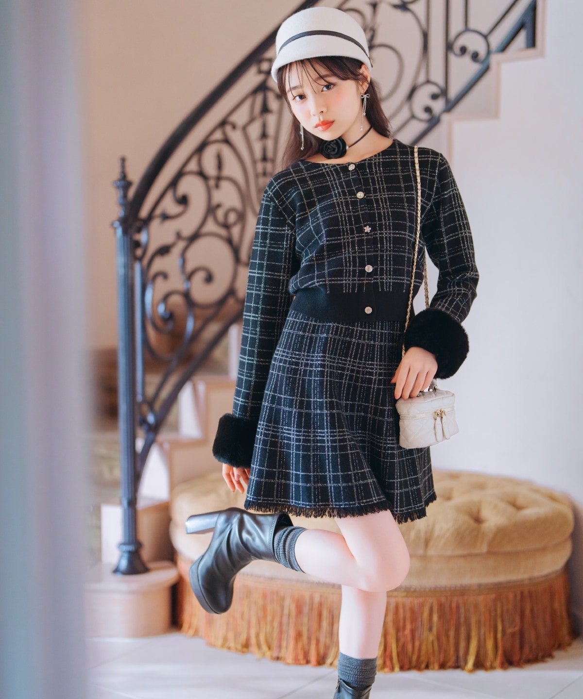 ベルト付きウールハット