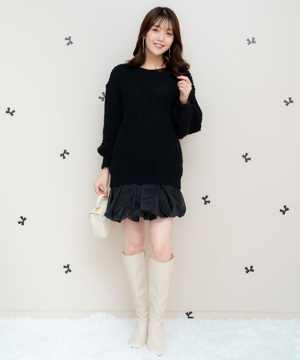 ニットプルオーバー×バルーンスカートセット