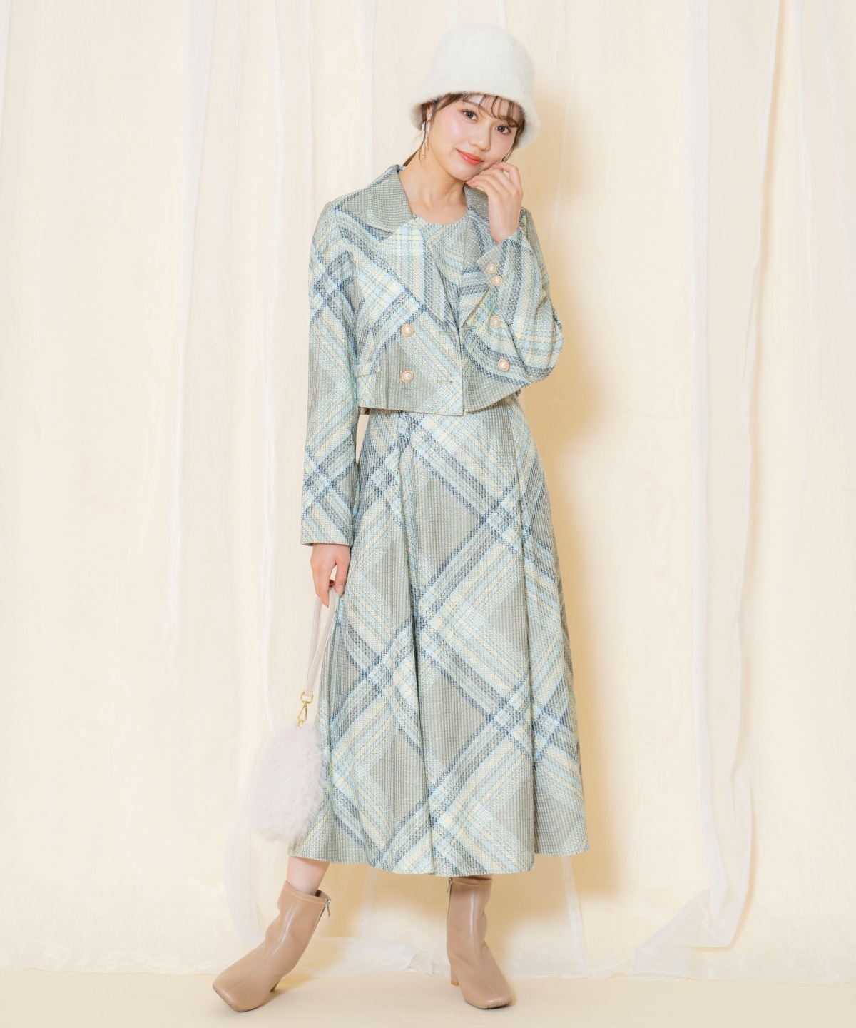 ツイードチェックショートジャケット