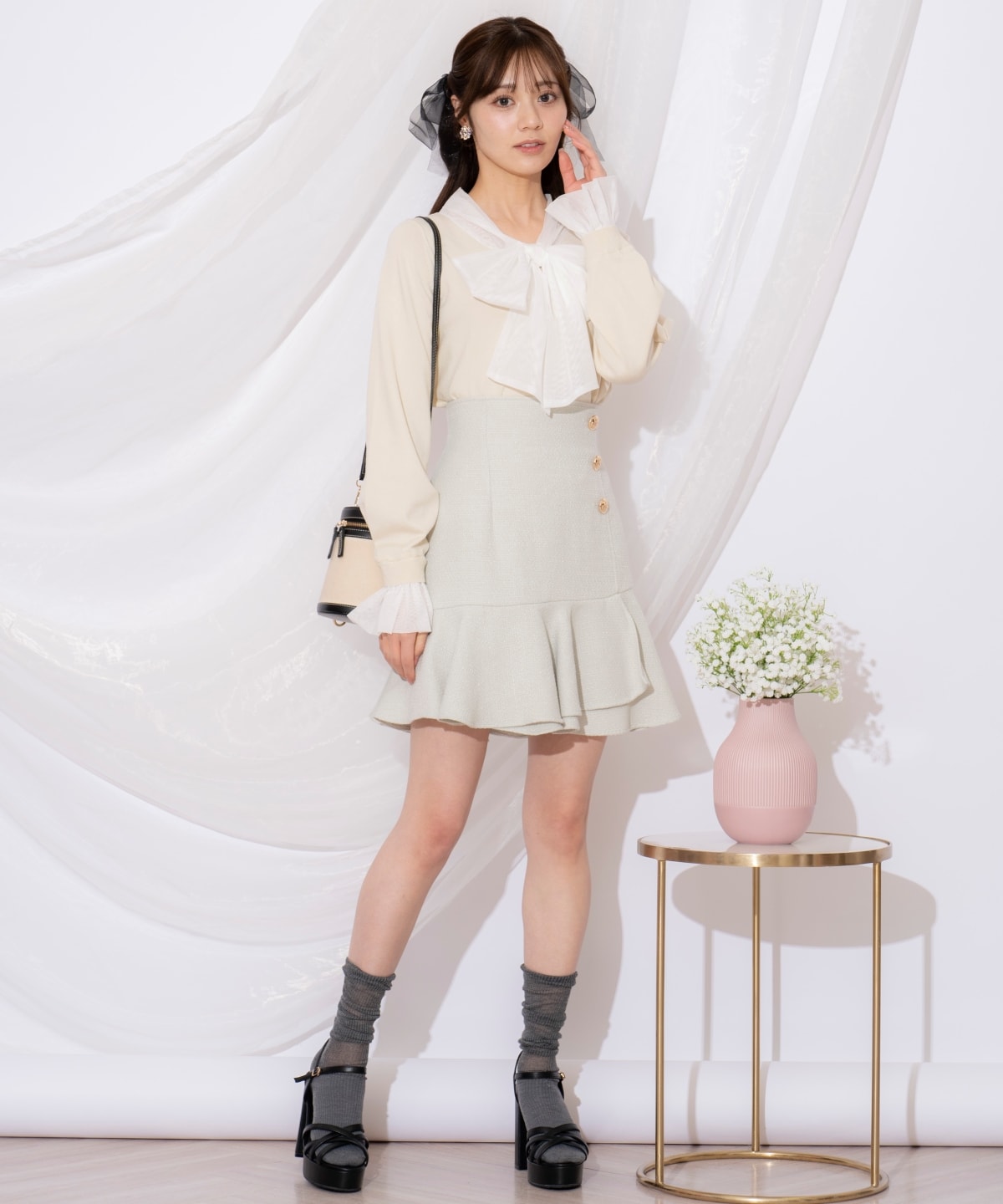 アシメヘムツイードミニスカート