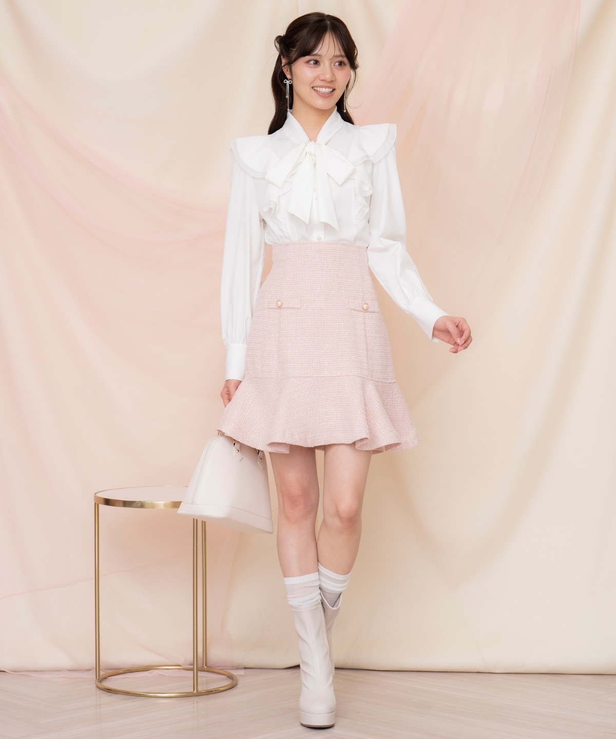 ラメツイードフレアミニスカート