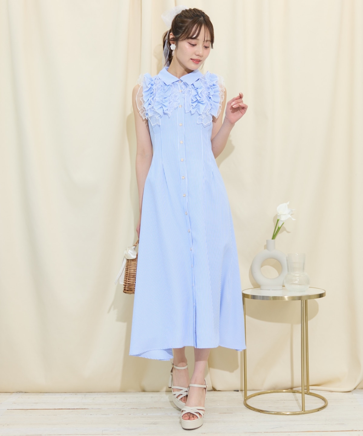 チュールフリルワンピース