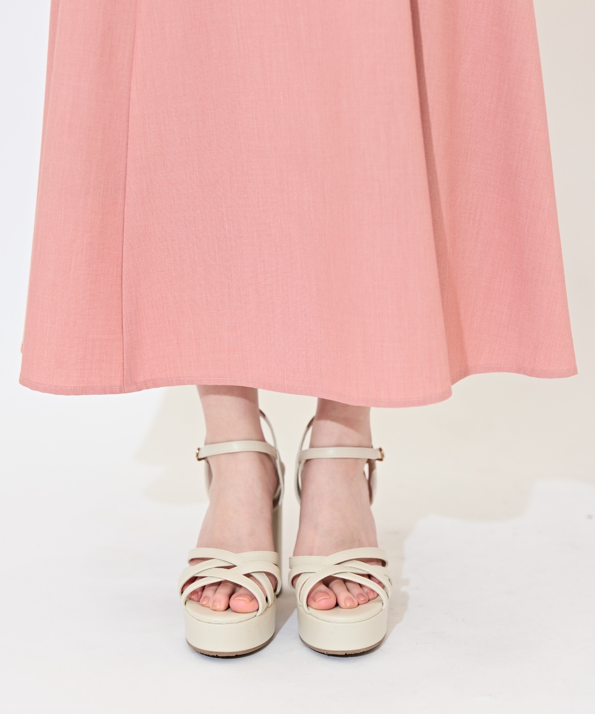 ショルダーリボンラッフルワンピース