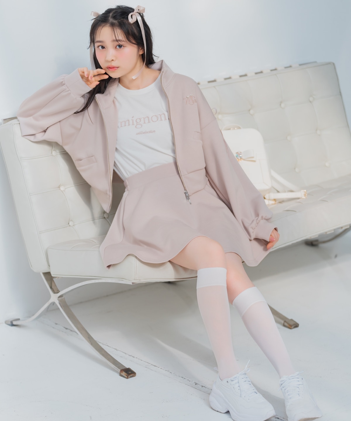 ロゴ刺繍リボントラックジャケット