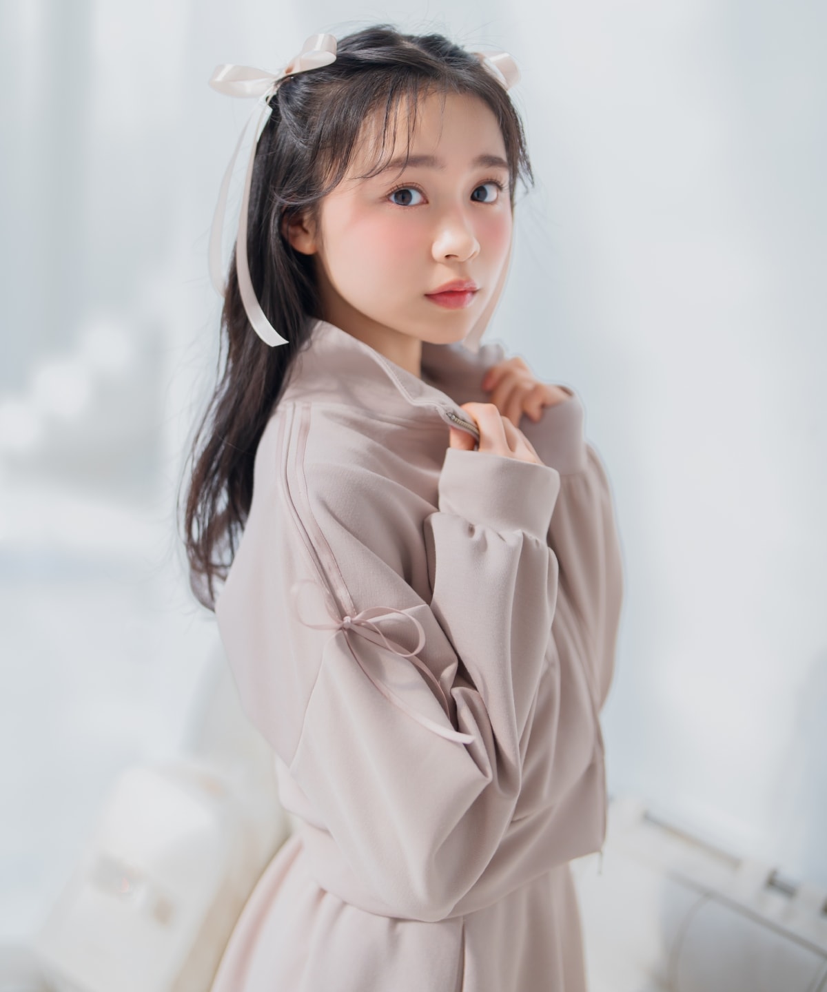 ロゴ刺繍リボントラックジャケット