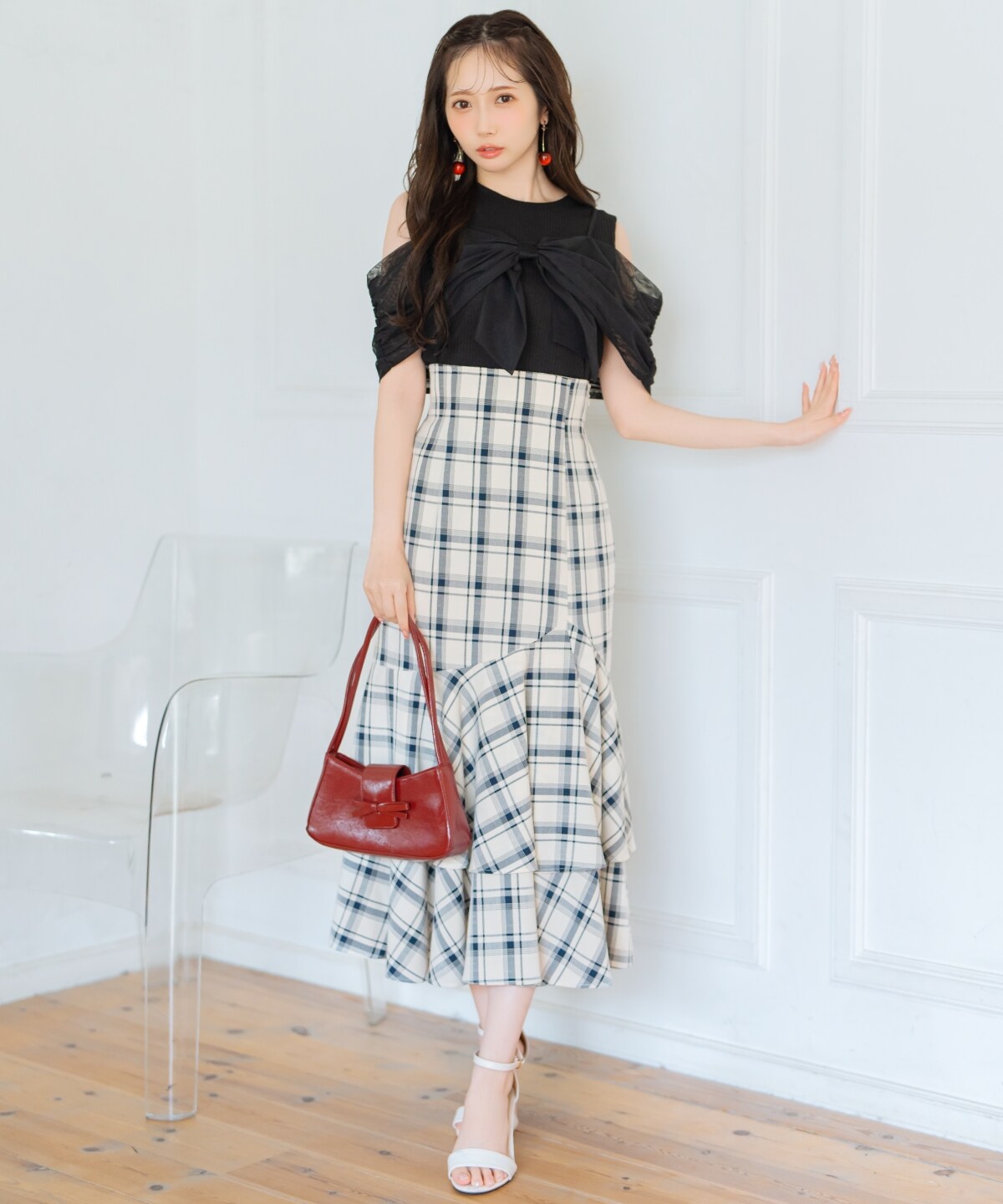 リボンレイヤードカットトップス