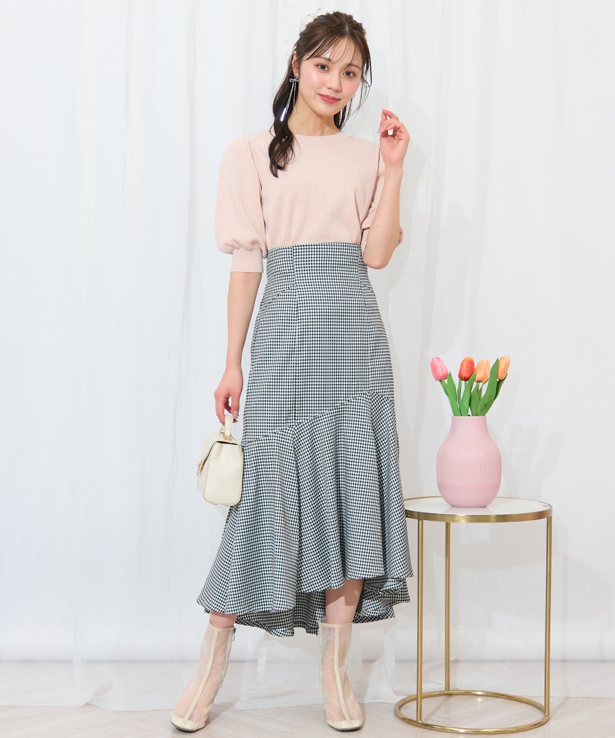 2WAYリボンラメニットプルオーバー