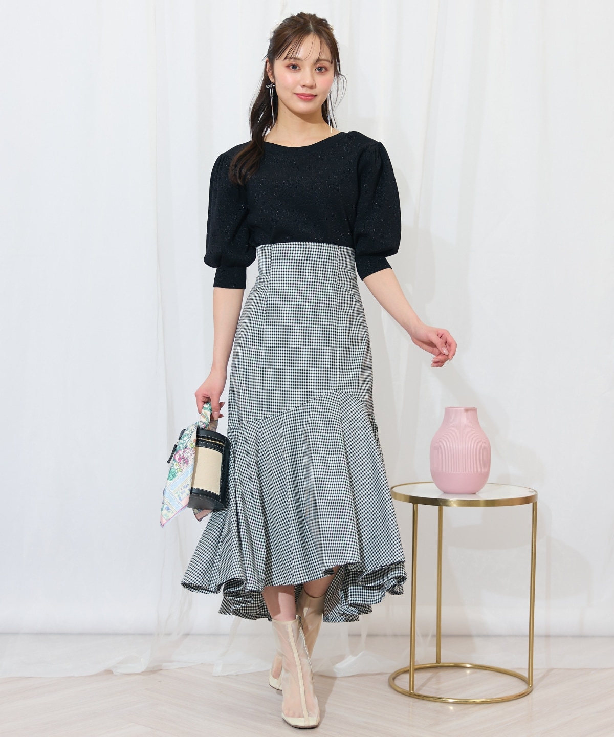 2WAYリボンラメニットプルオーバー