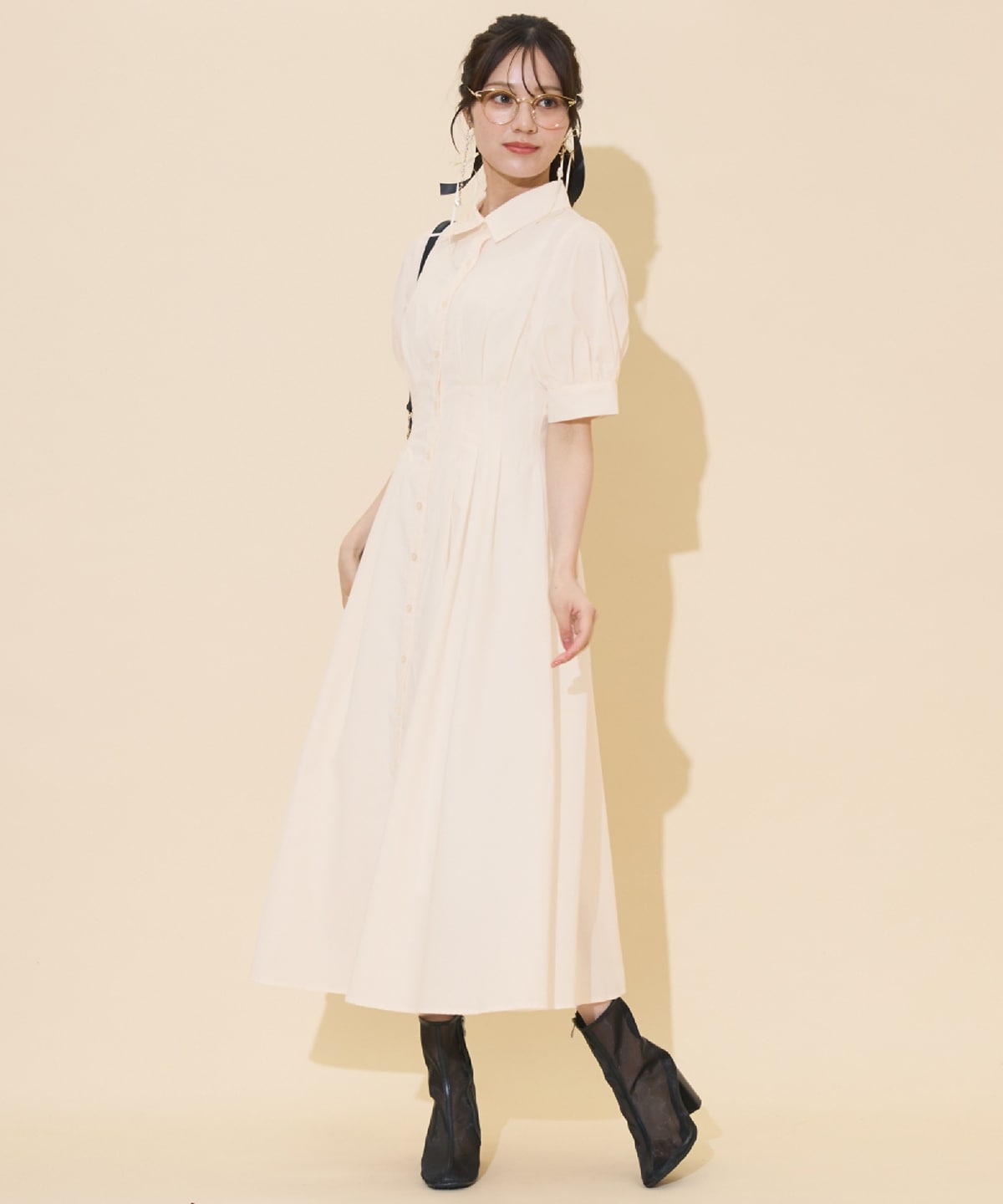 ビスチェレイヤードタックシャツワンピース