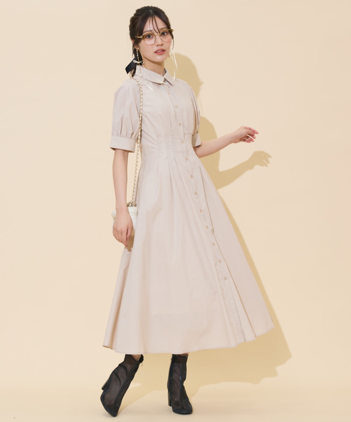 ビスチェレイヤードタックシャツワンピース