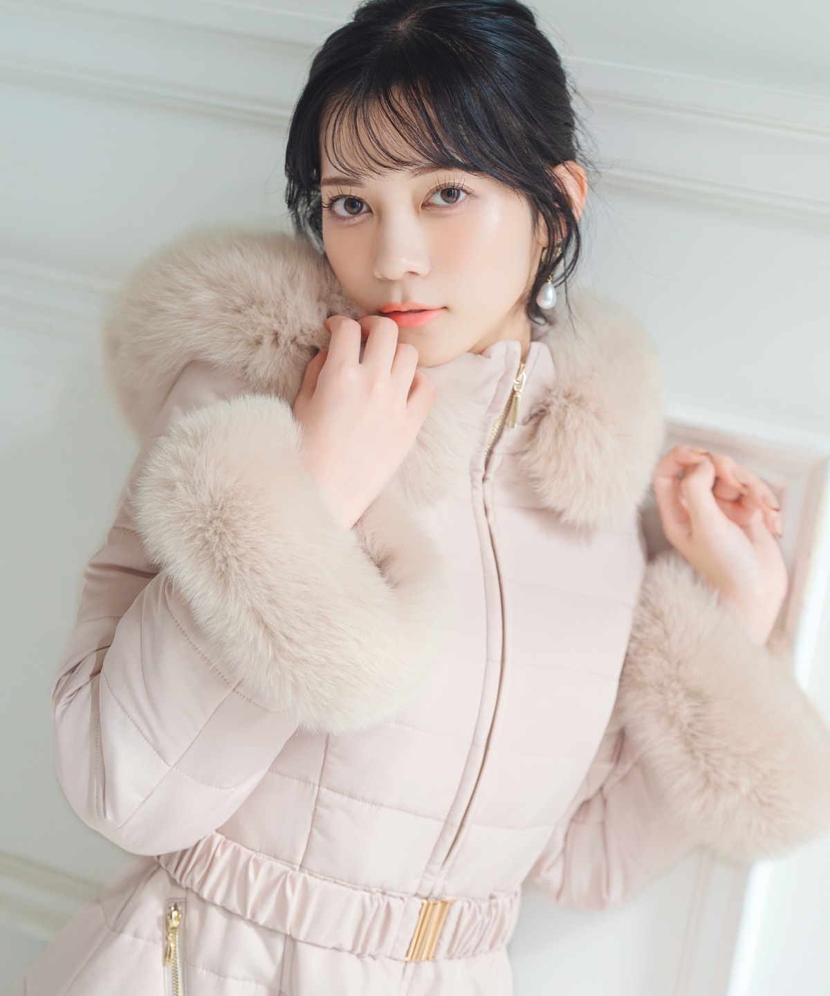 フォックスファーキルティングフレアコート