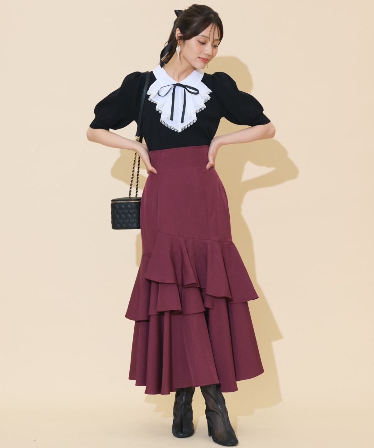 レースラッフルプルオーバー