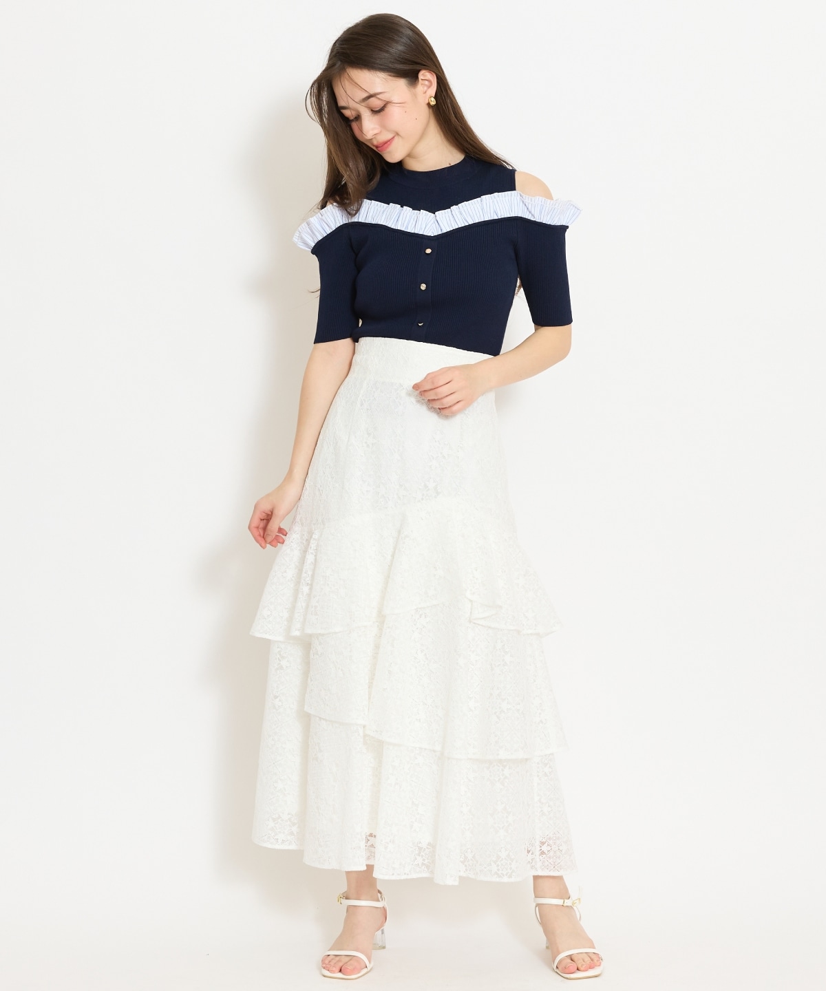 アシメティアードレーススカート