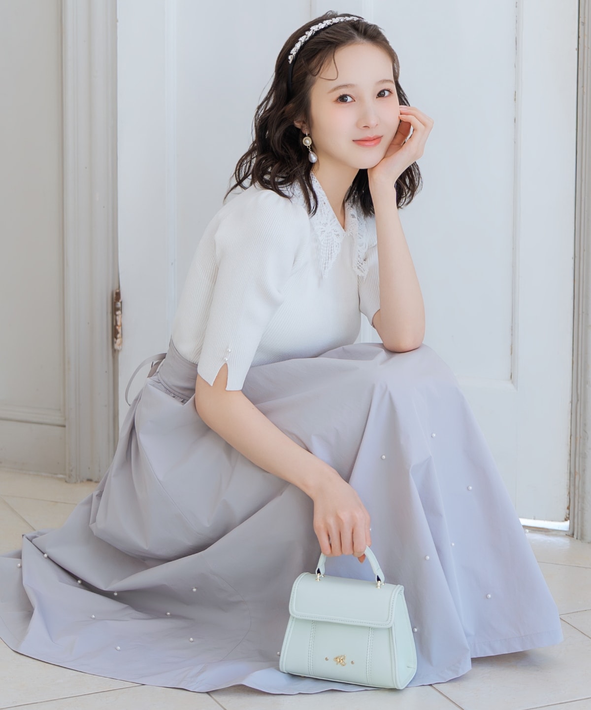 【2/27(fri)発売】リボンレースカラーリブニット