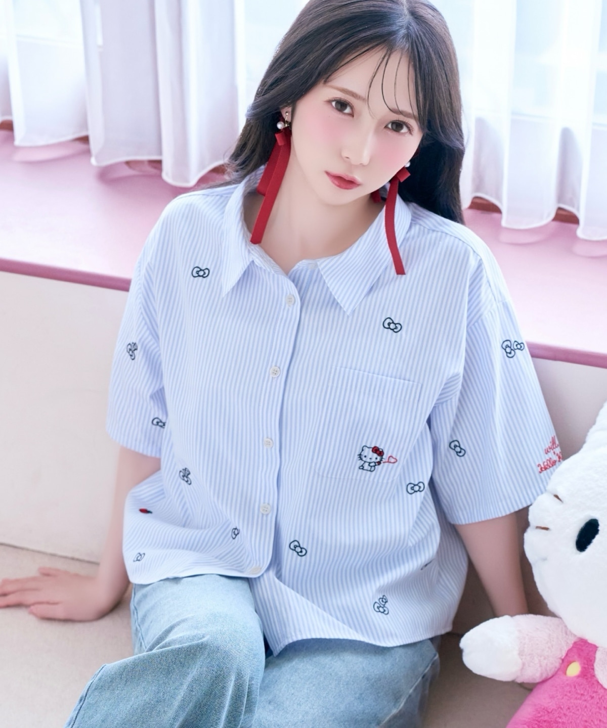 WILLSELECTION×HELLO KITTY 刺繍クロップドシャツ