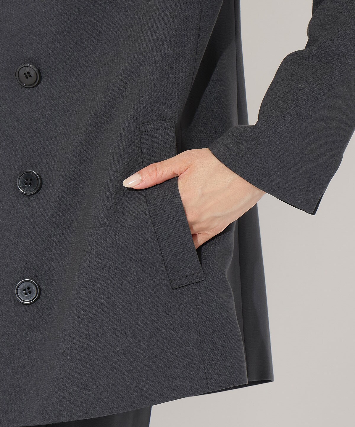 ノーカラーダブルジャケット