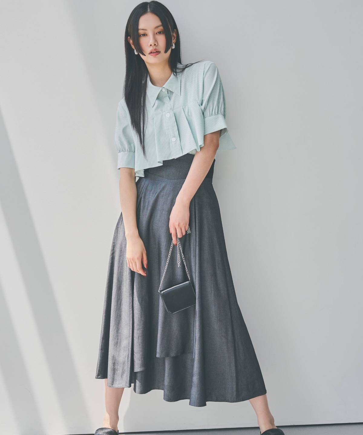 サイドリブシャンブレーデニムスカート