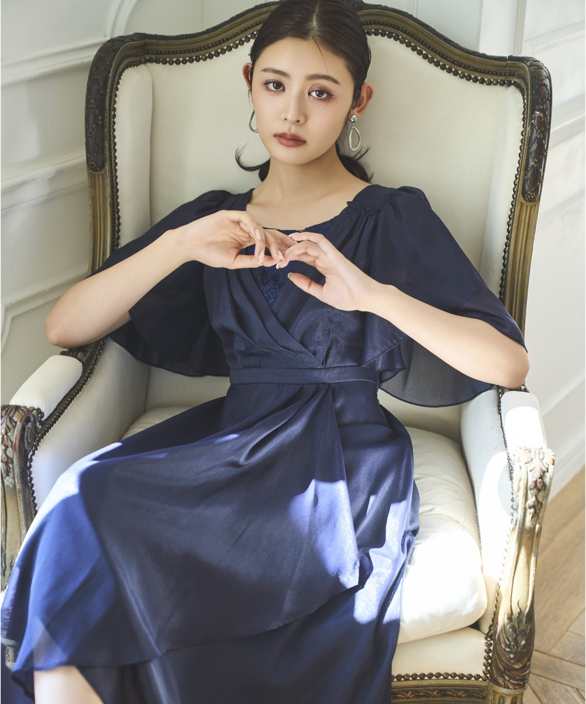 カシュクールレースレイヤードドレス