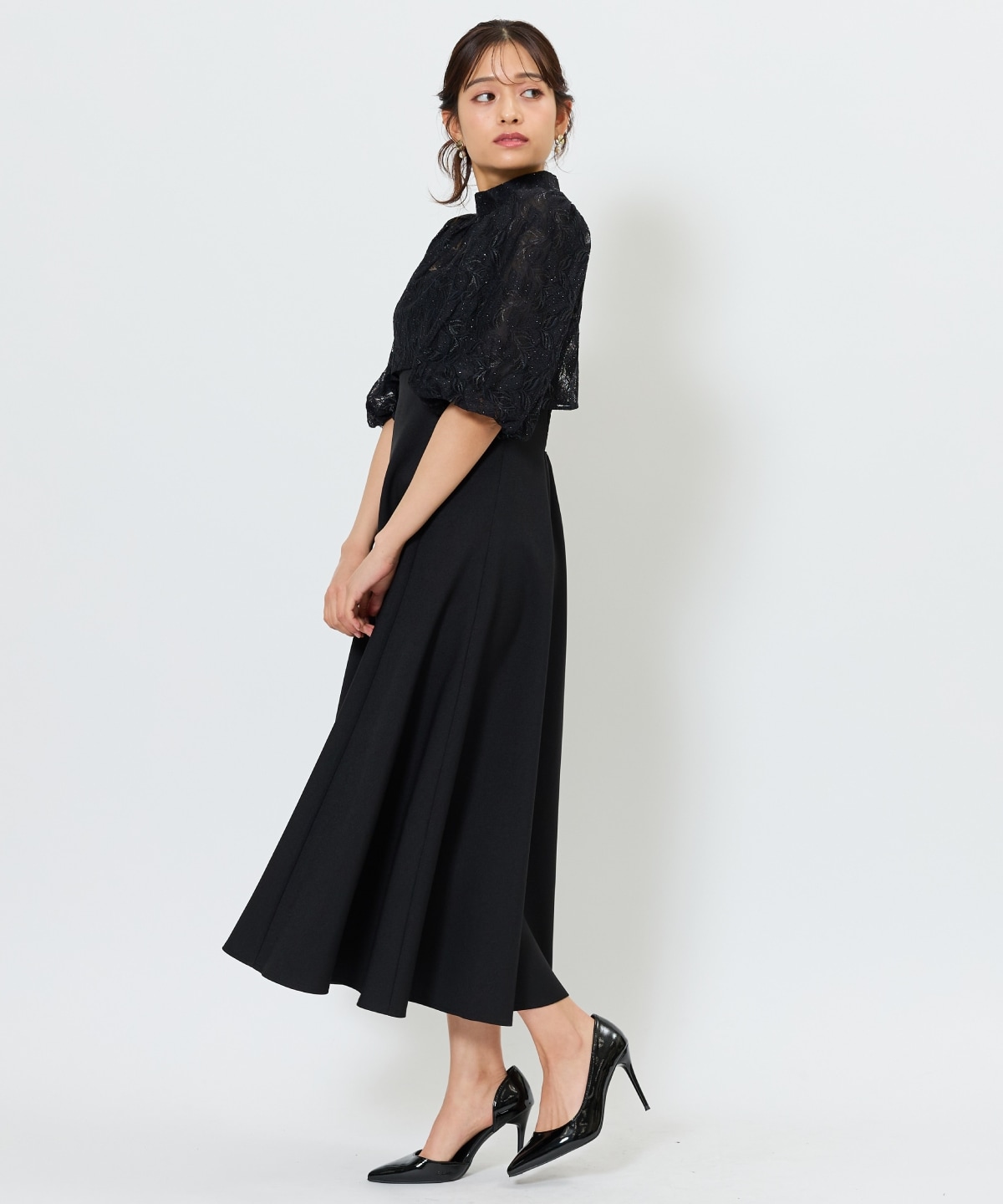 リーフレースレイヤードレス