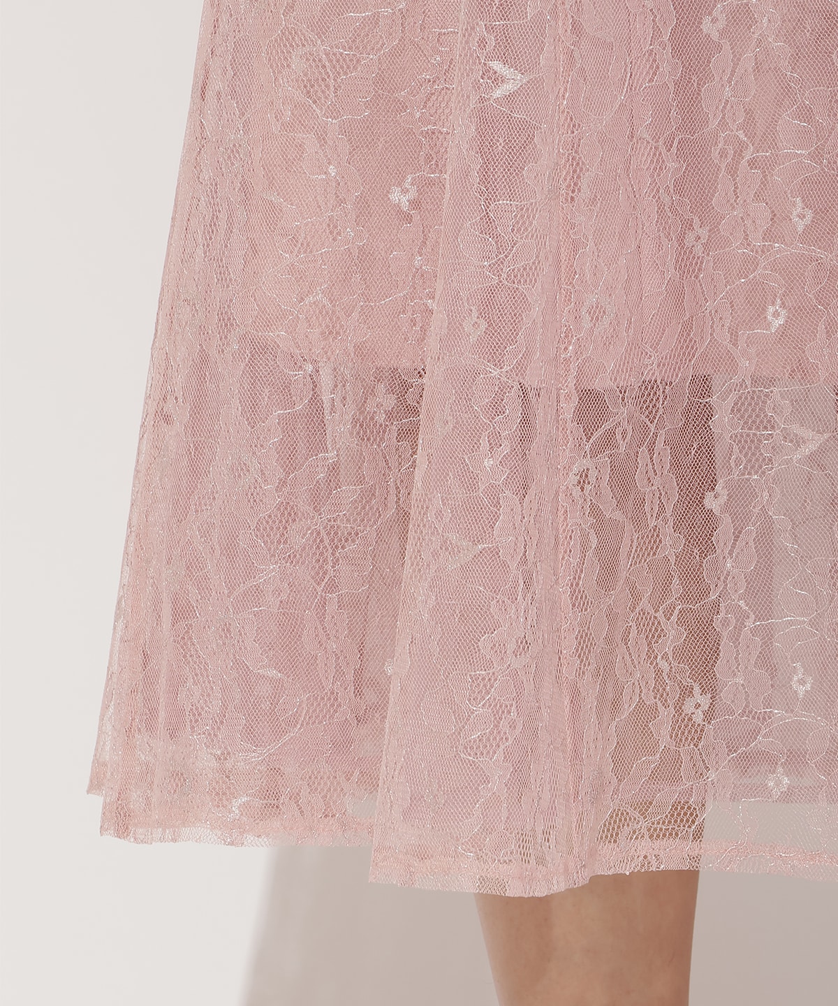 チュールフリルブラウス+レースキャミドレス