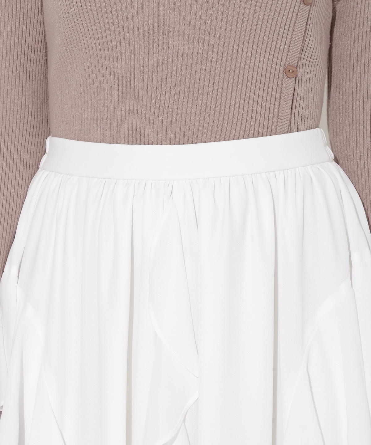 ラッフル切替フレアスカート