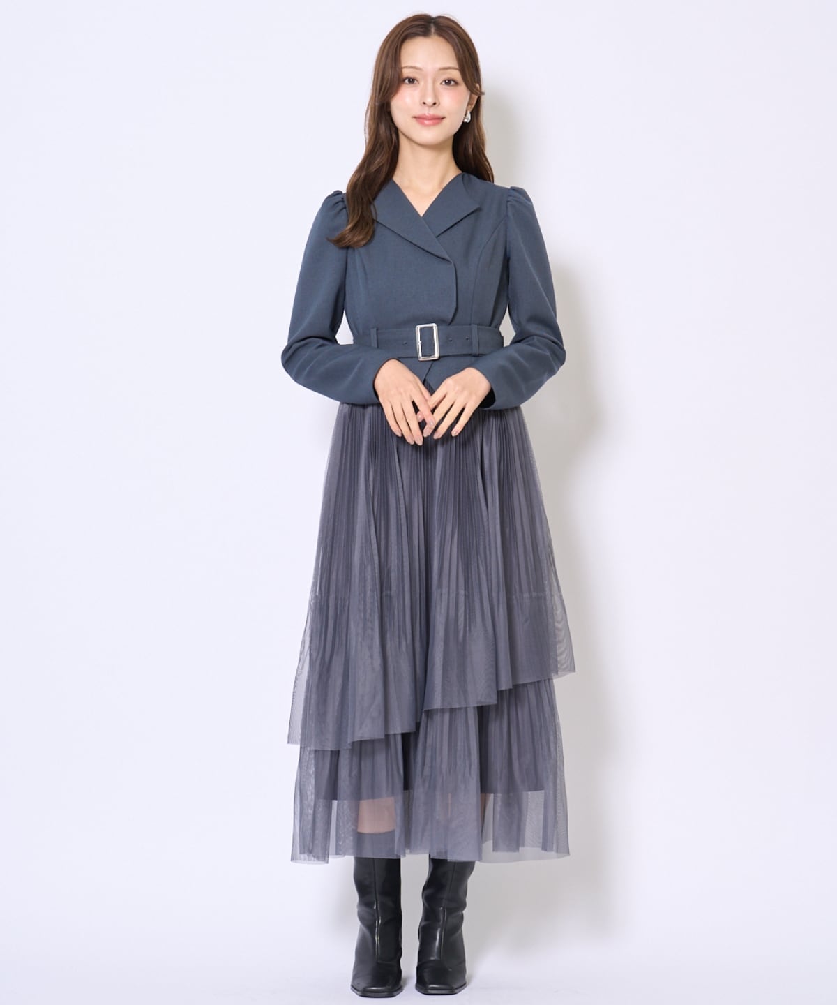 プリーツレイヤードワンピース