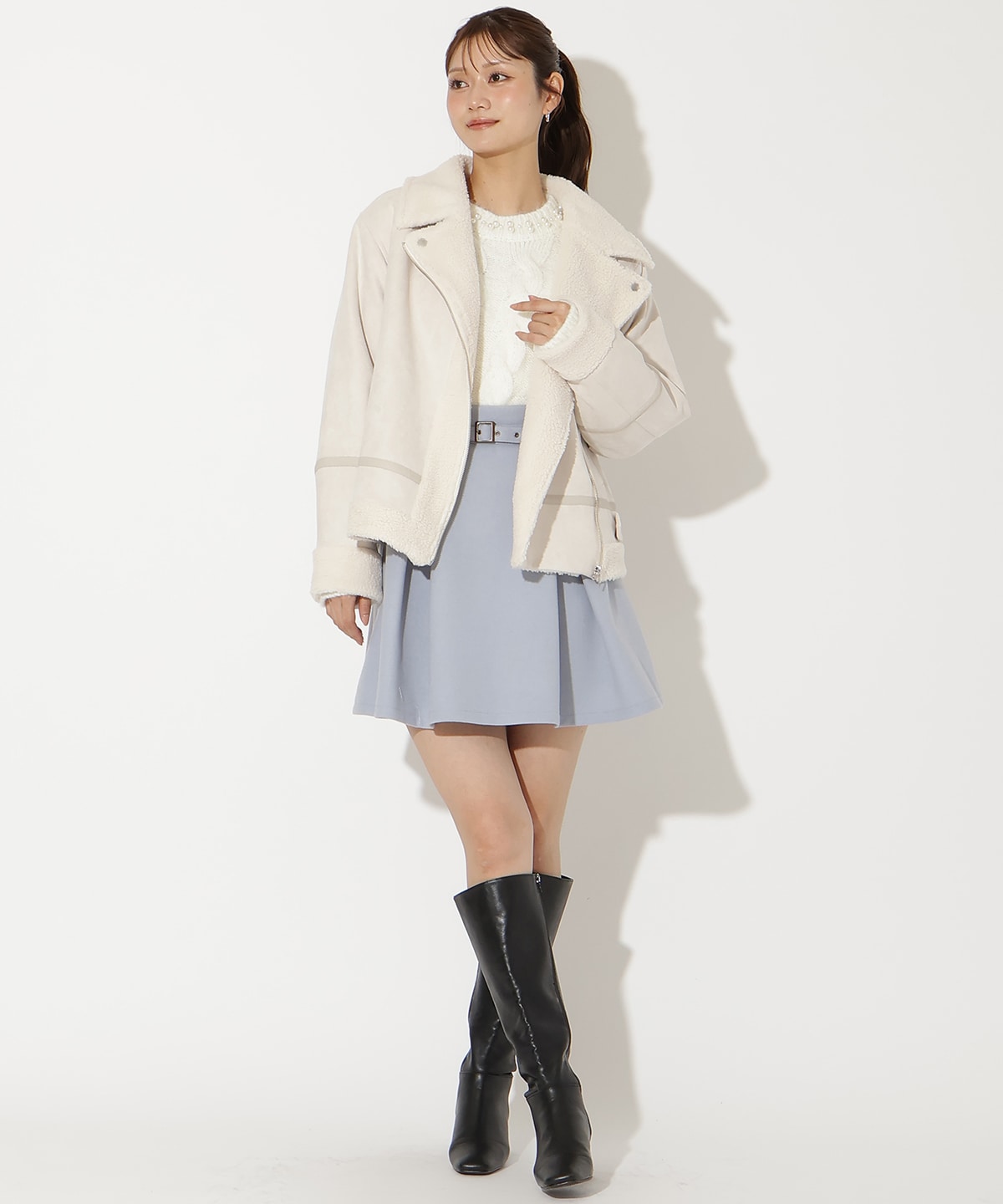 ムートンボアライダースブルゾン