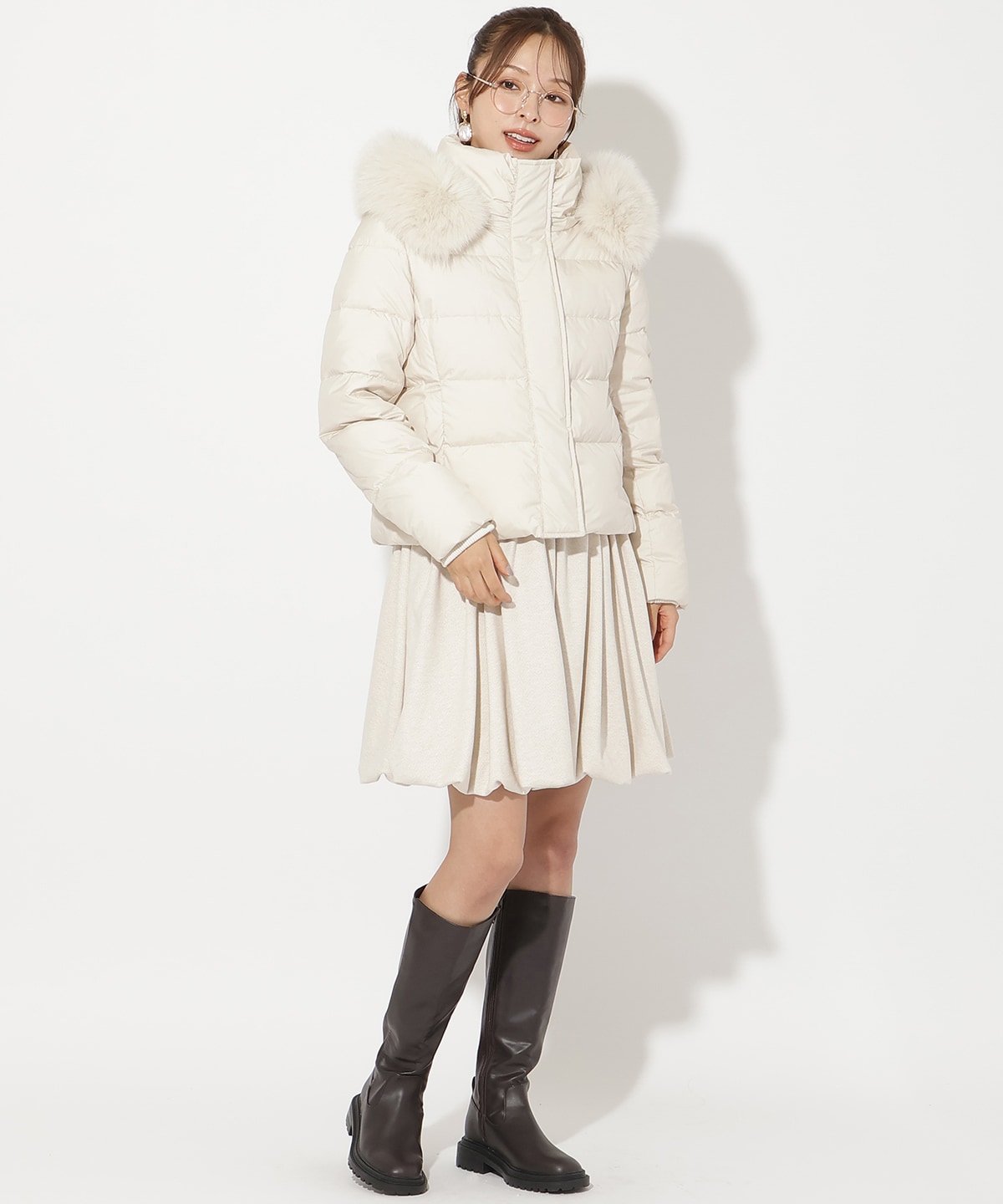 FOXファー付きショートダウン