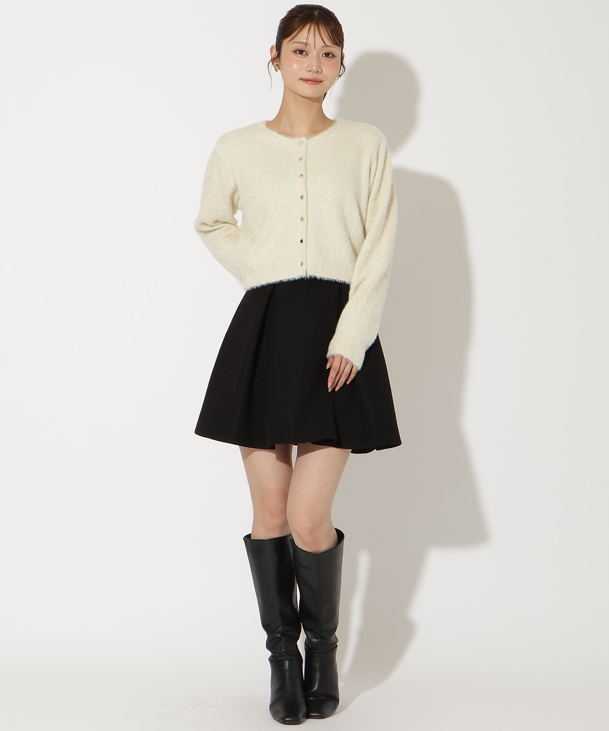 ラメシャギーニットカーディガン