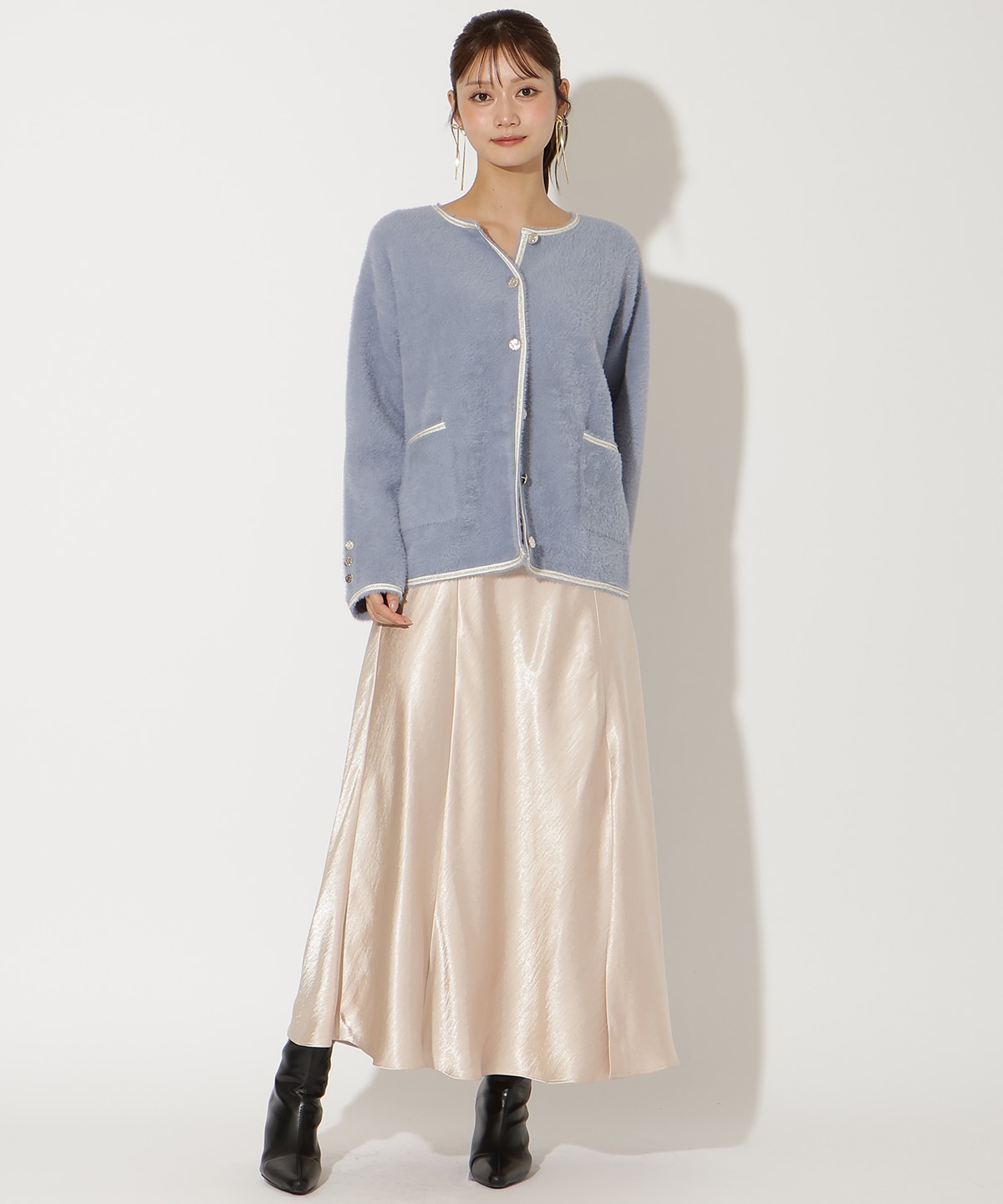 ダブルフェイスフェザーカーディガン