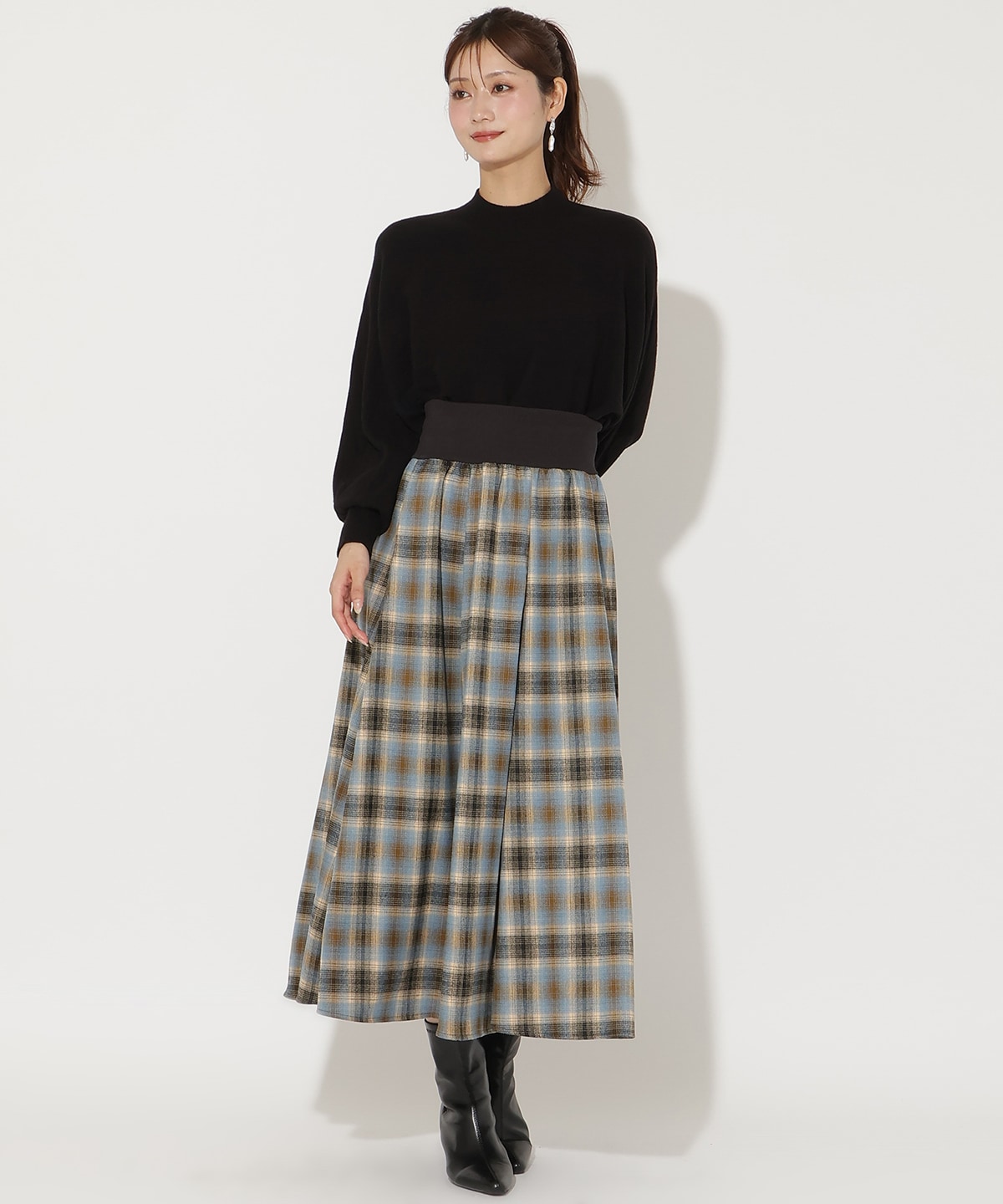 ワイドリブドルマンニット