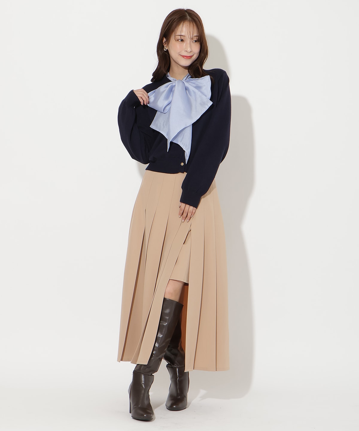 【先行予約受付中】異素材リボンニットカーディガン