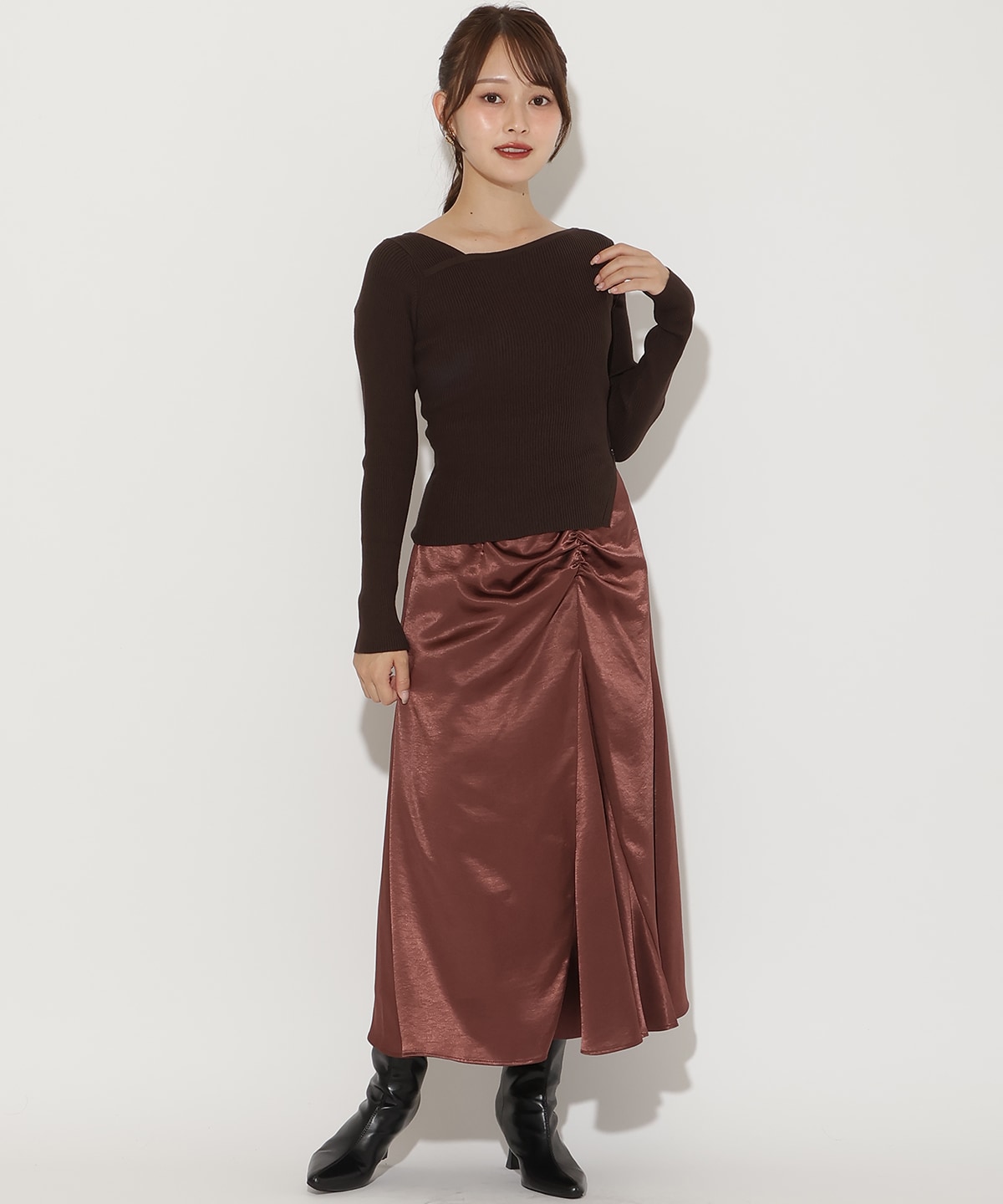 アシメＶネック長袖プルオーバー