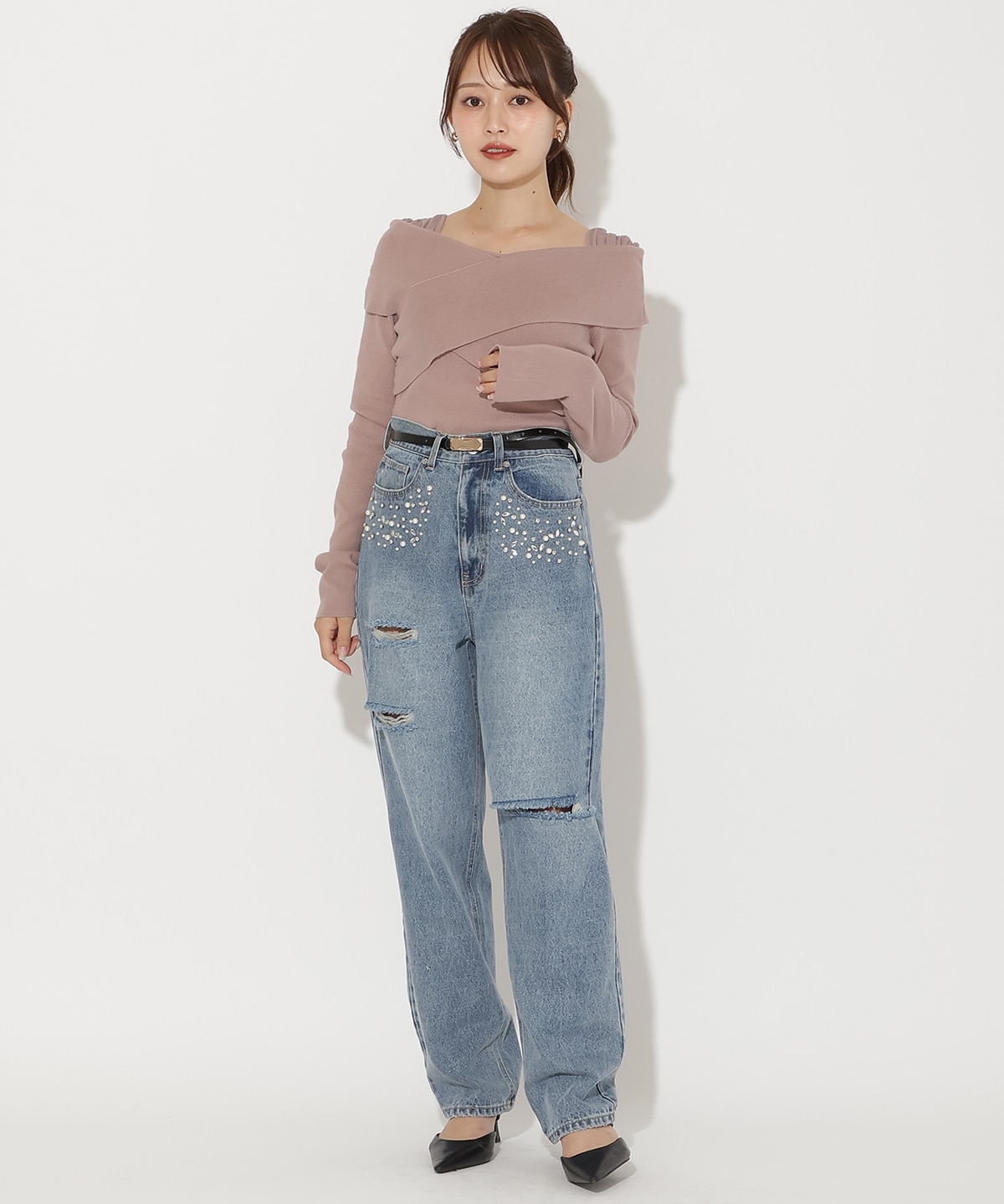 クロスネックプルオーバー