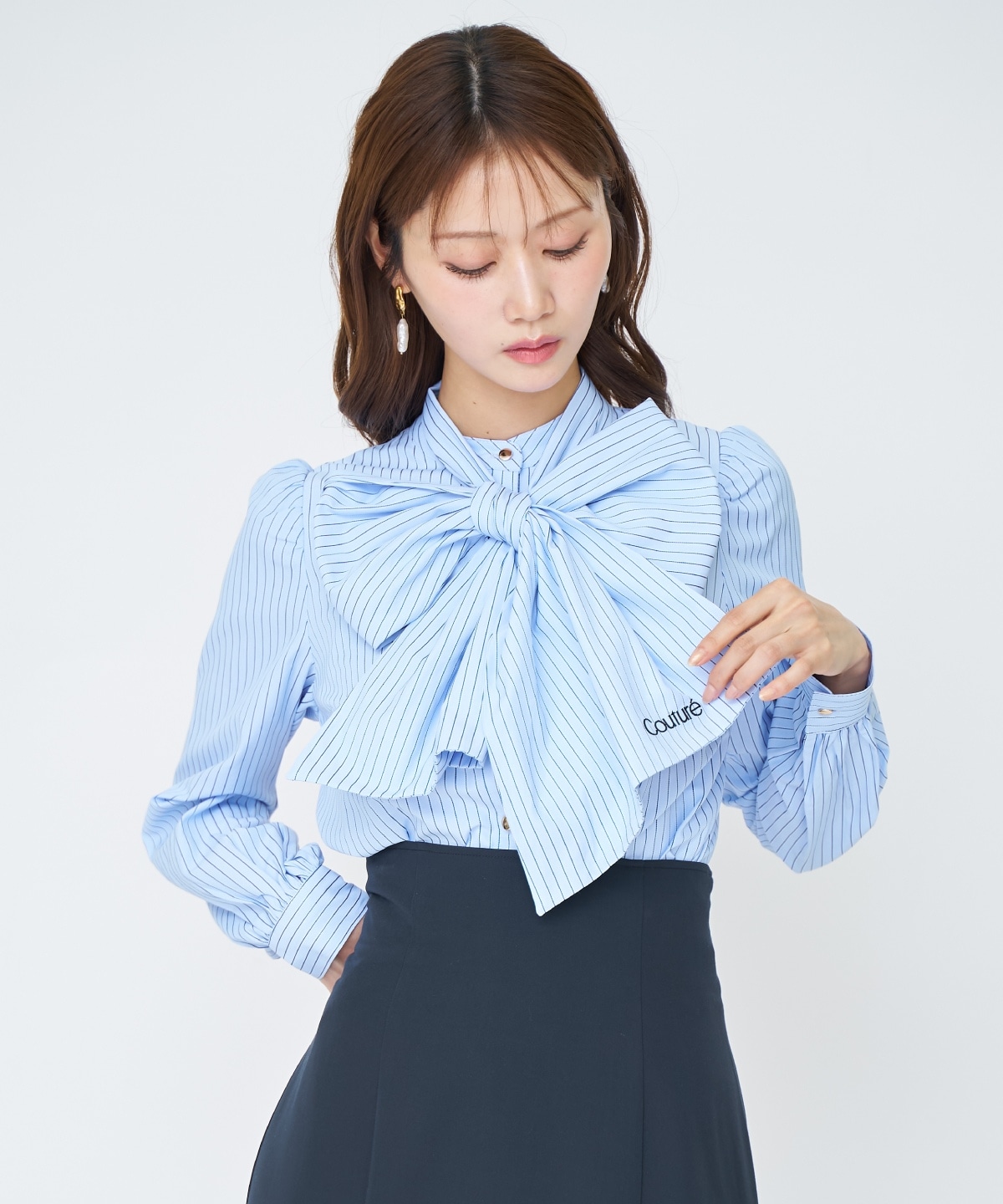 【先行予約受付中】バタフライリボンストライプブラウス