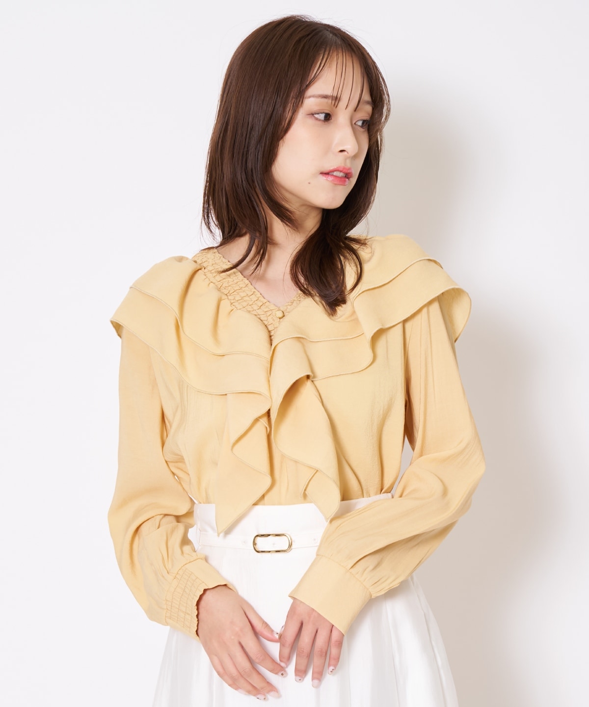 【先行予約受付中】シャーリングフリルブラウス