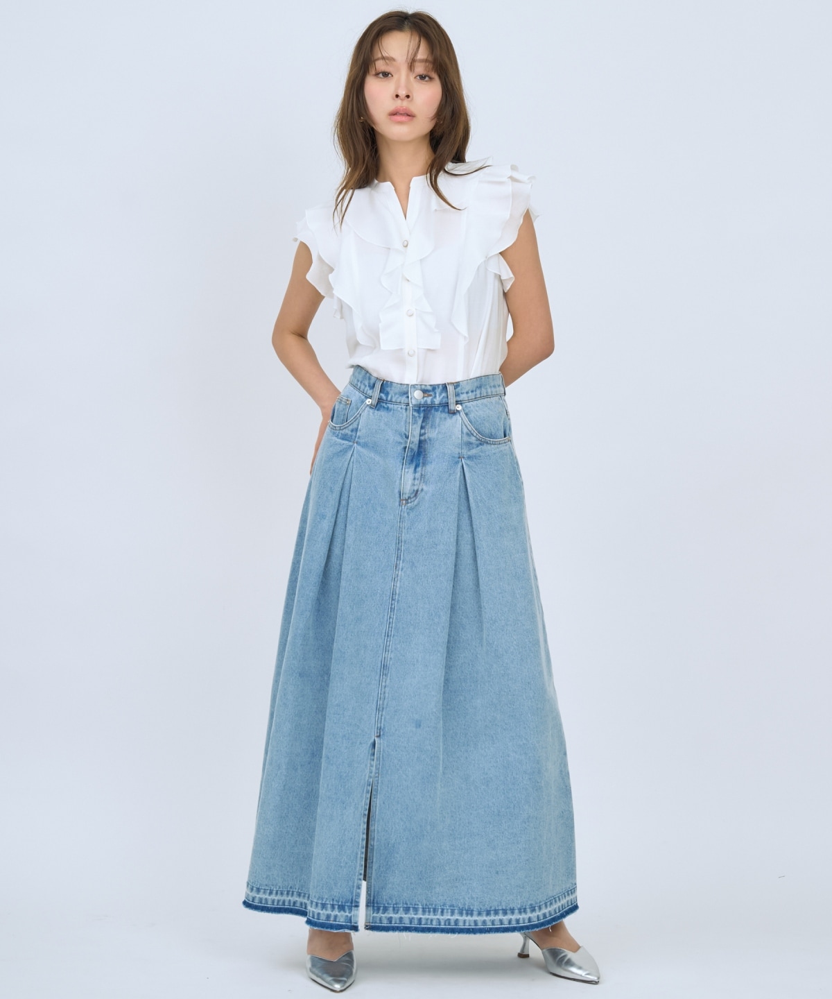 【先行予約受付中】フレンチスリーブラッフルブラウス