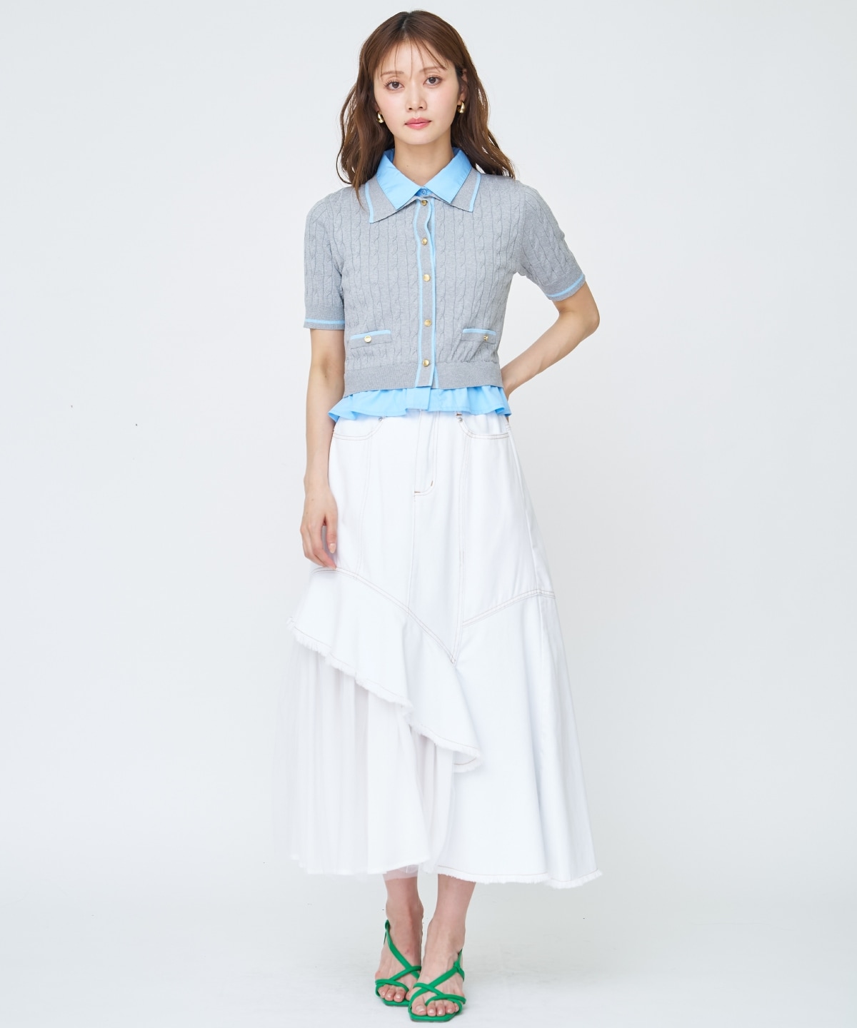 【先行予約受付中】チュール切替デニムスカート