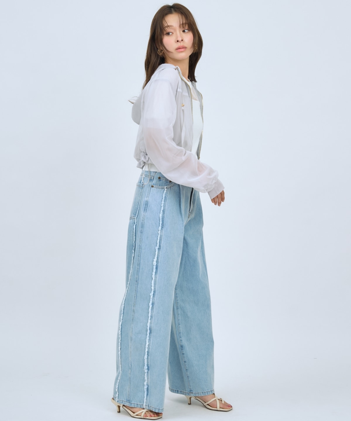 【先行予約受付中】フリンジラインワイドデニムパンツ
