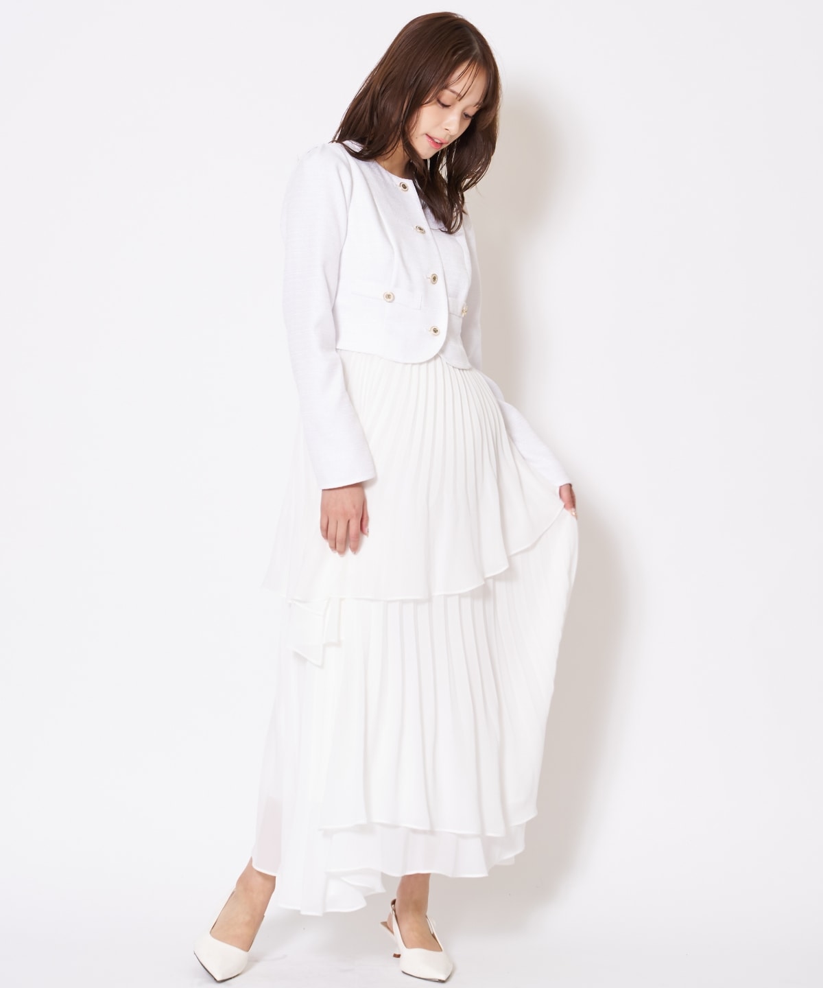 【先行予約受付中】ツイードジャケットドッキングワンピース