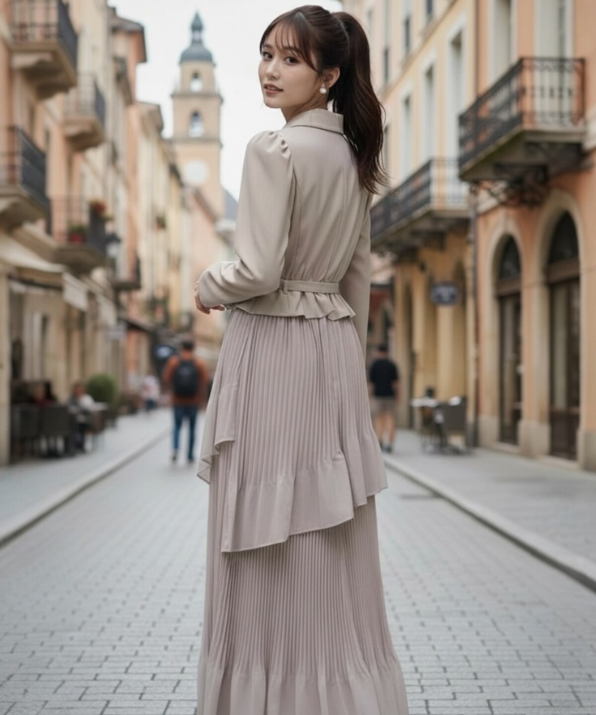 【先行予約受付中】ジャケットレイヤードプリーツワンピース