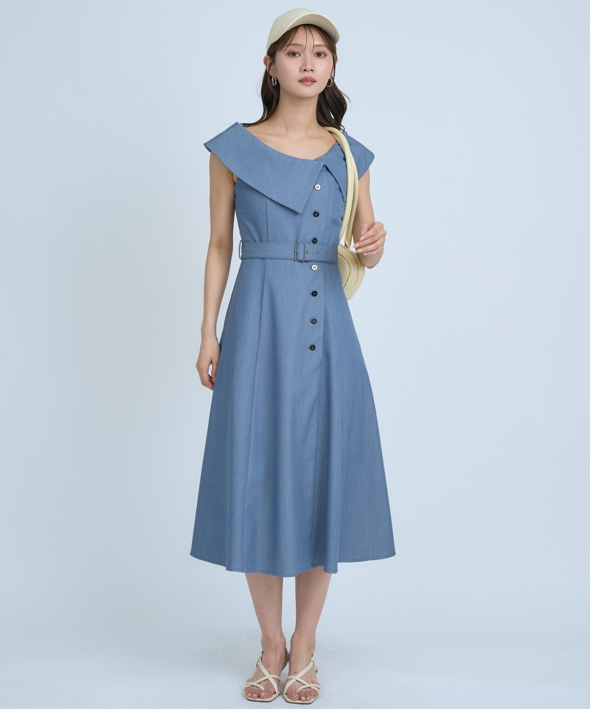 【先行予約受付中】アシメビックカラー前ボタンワンピース