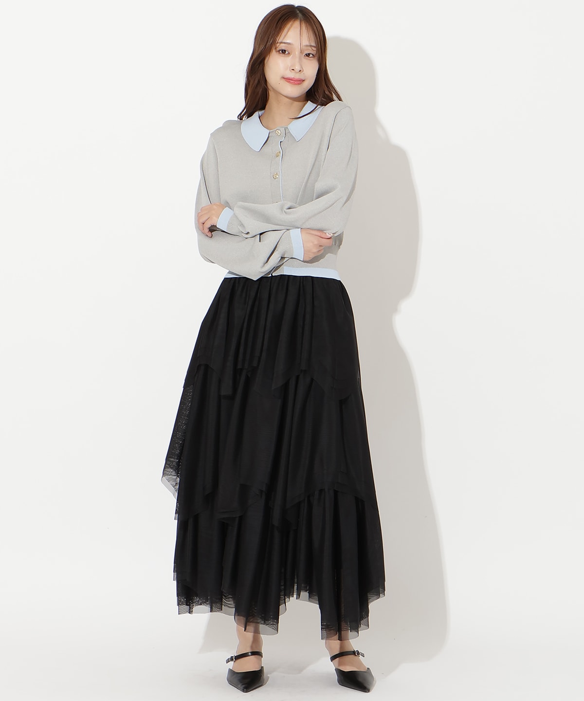 【先行予約受付中】配色レイヤードライクニットカーディガン