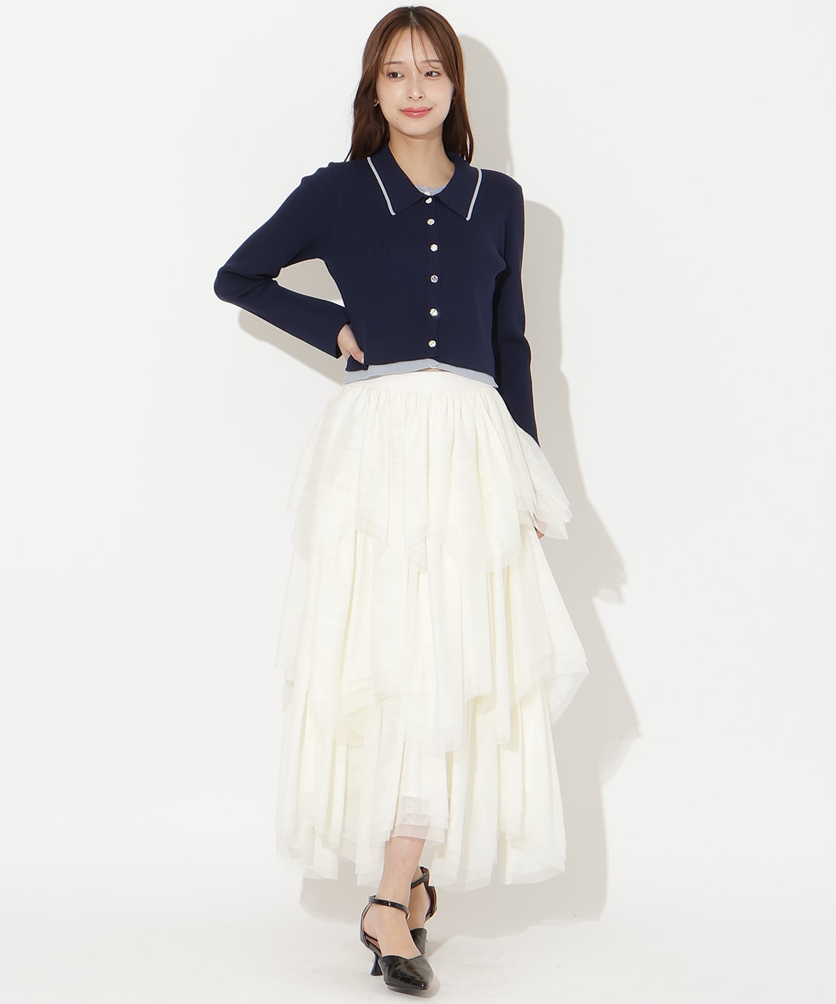 【先行予約受付中】襟付きレイヤード風カーディガン