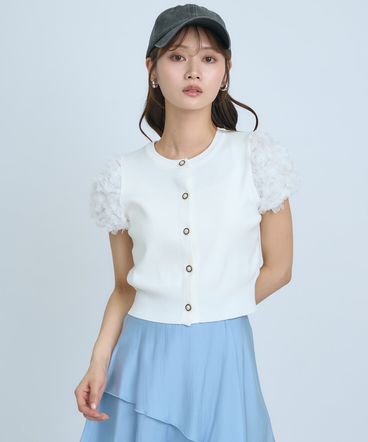 フラワーチュールスリーブカーディガン