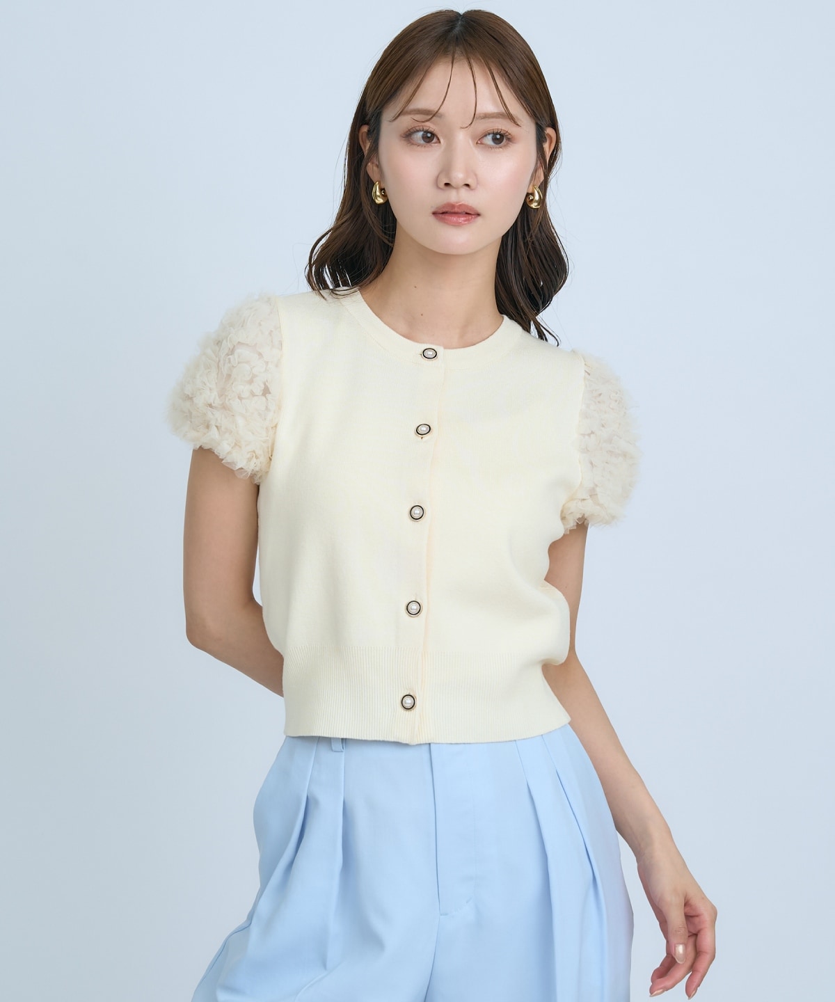 フラワーチュールスリーブカーディガン