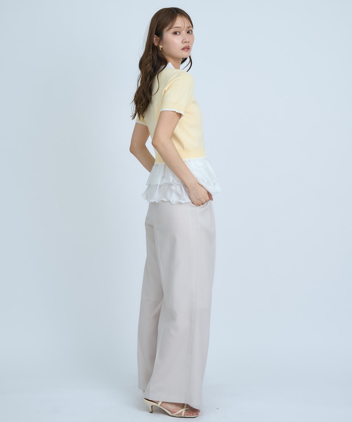 【先行予約受付中】ポロニットプルオーバー×ペプラムキャミソール