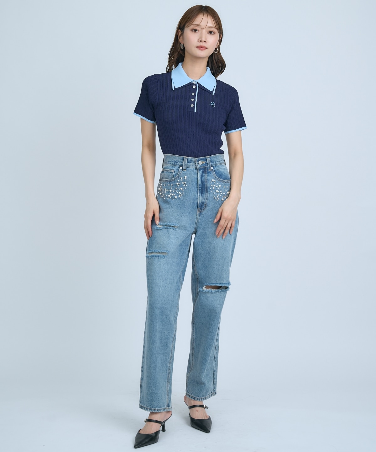 【先行予約受付中】ダブルカラーケーブルポロニット