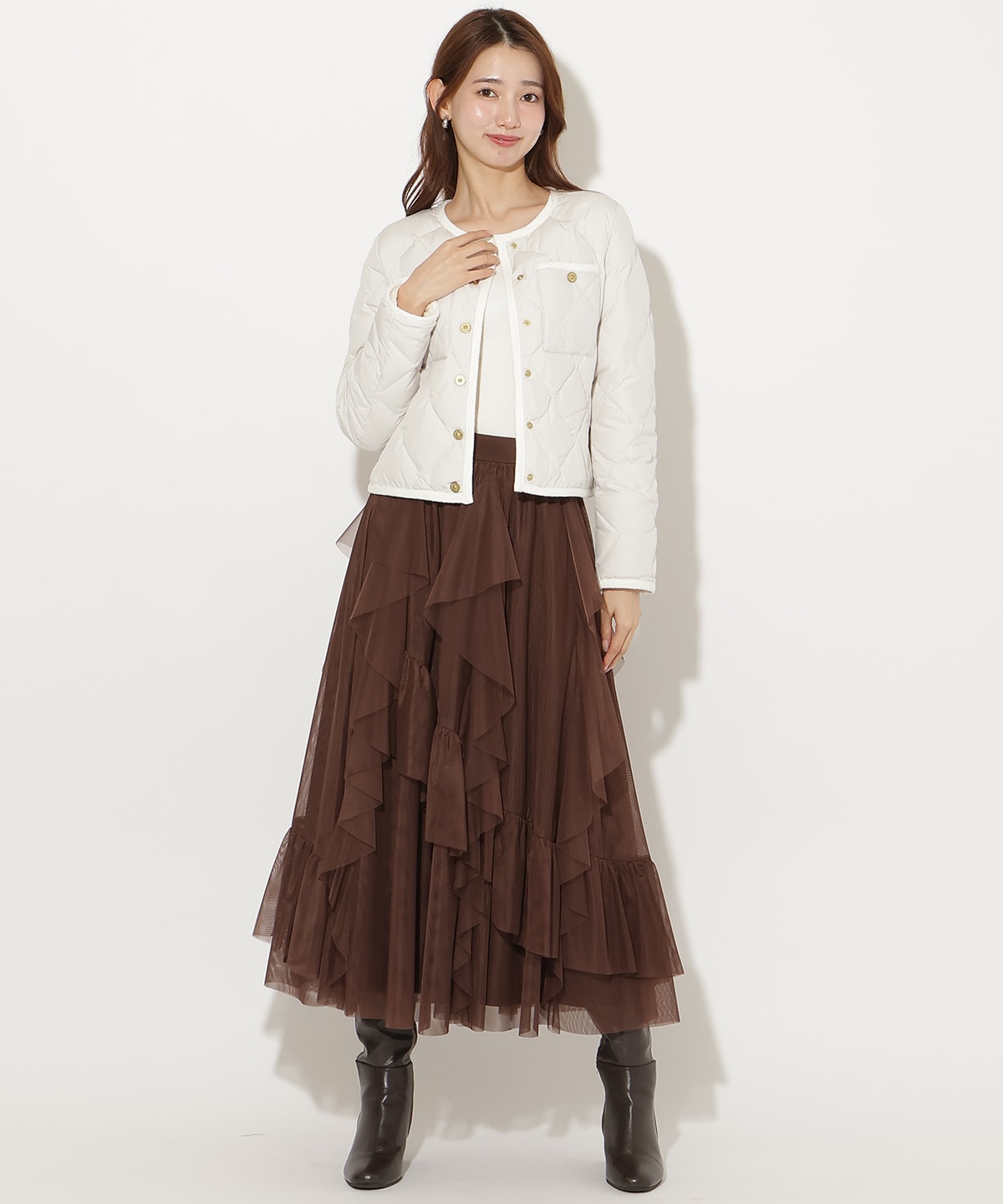 【TAION×AND COUTURE】ノーカラーショートダウンジャケット