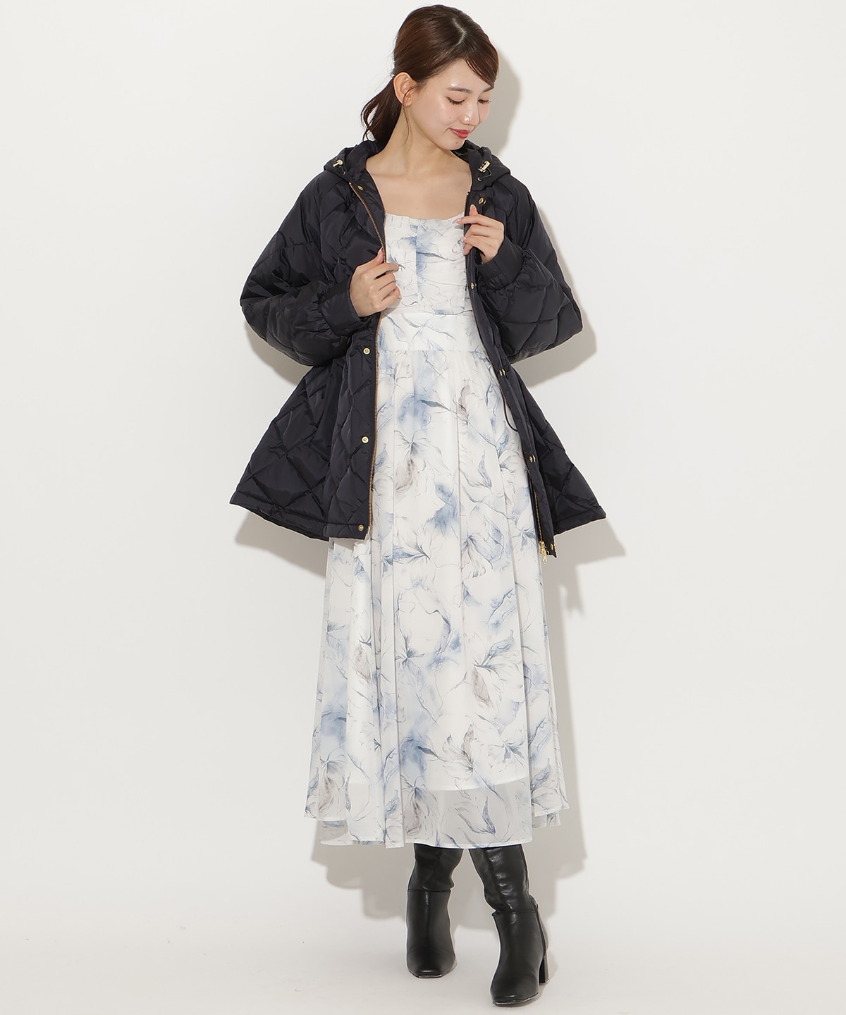 【TAION×AND COUTURE】ウエストドロストミドルダウンジャケット